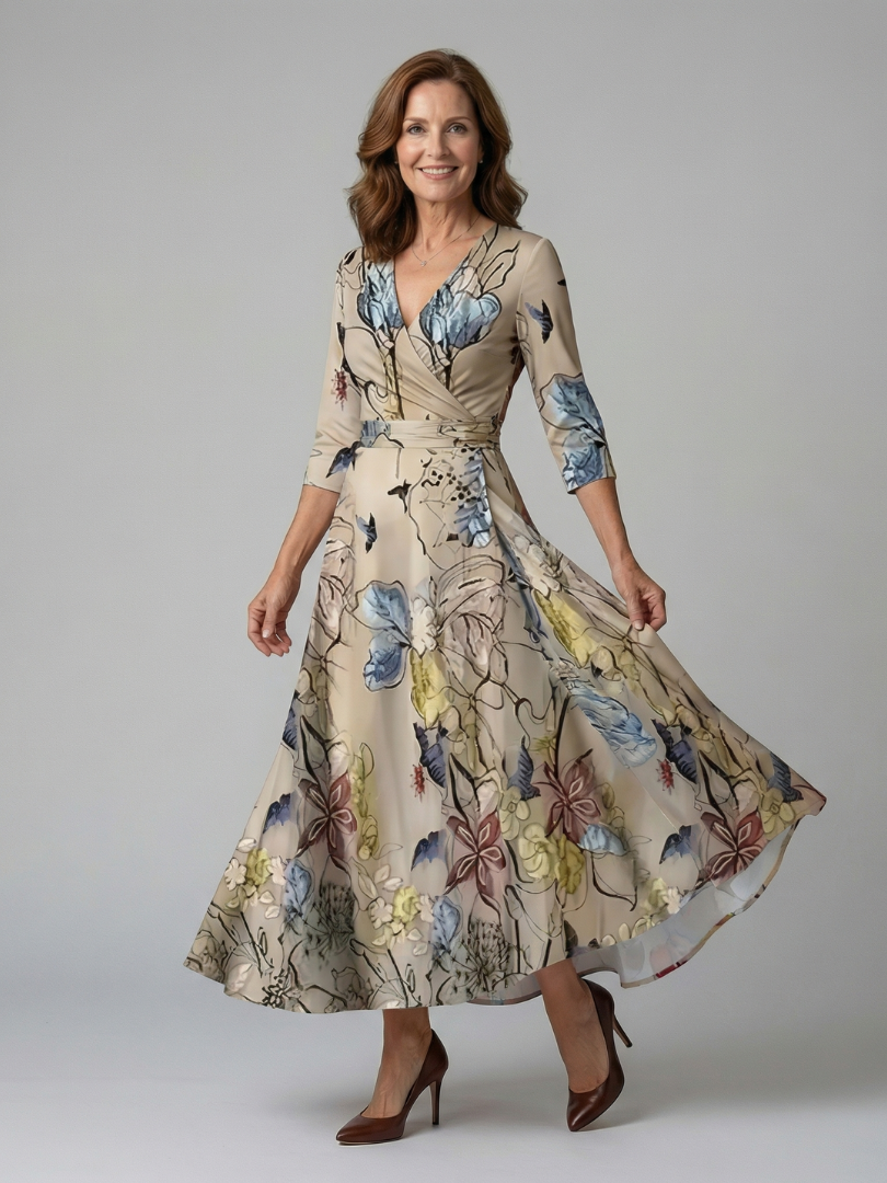 Robe Midi Croisée à Col Celine