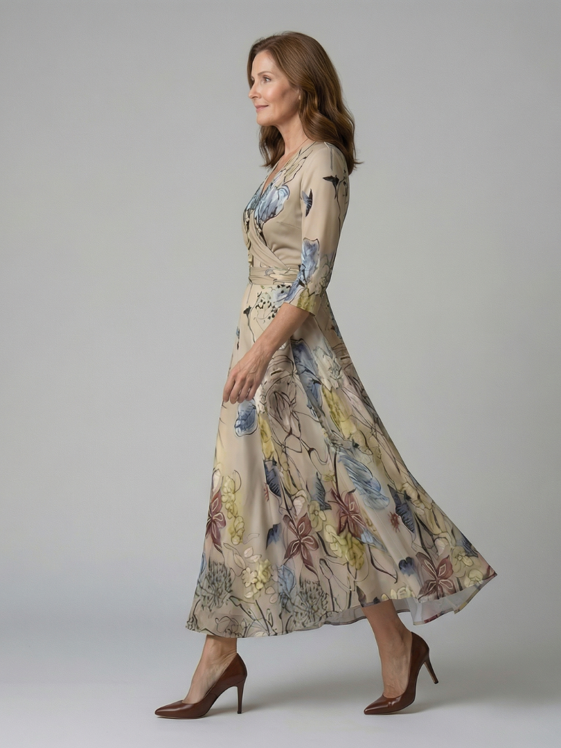 Robe Midi Croisée à Col Celine