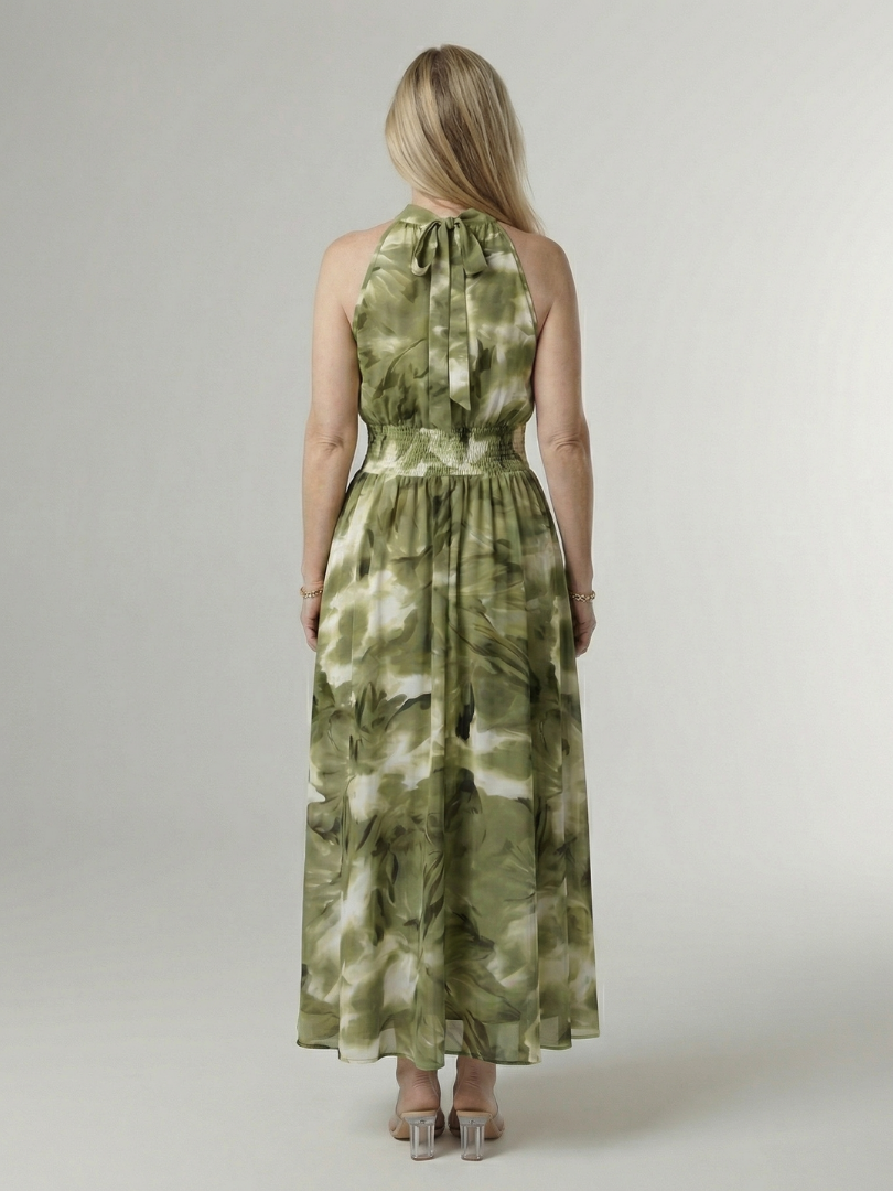 Robe Midi à Encolure Halter Froncée Sylin