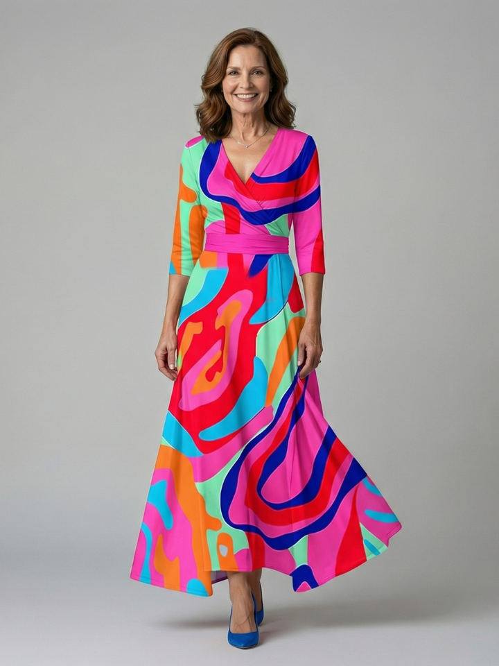 Robe Midi Croisée à Col Celine