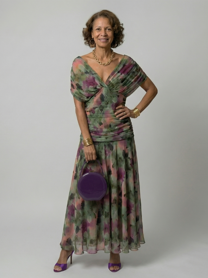 Robe Midi Décontractée à Épaules Dénudées Calen