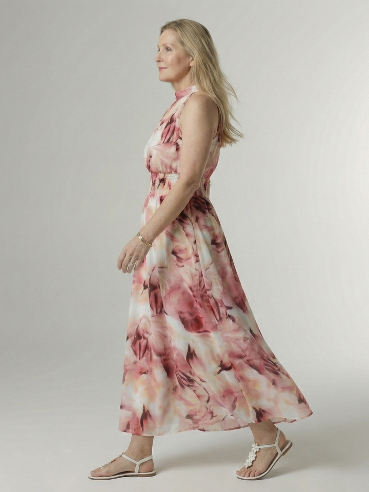 Robe Midi à Encolure Halter Froncée Sylin