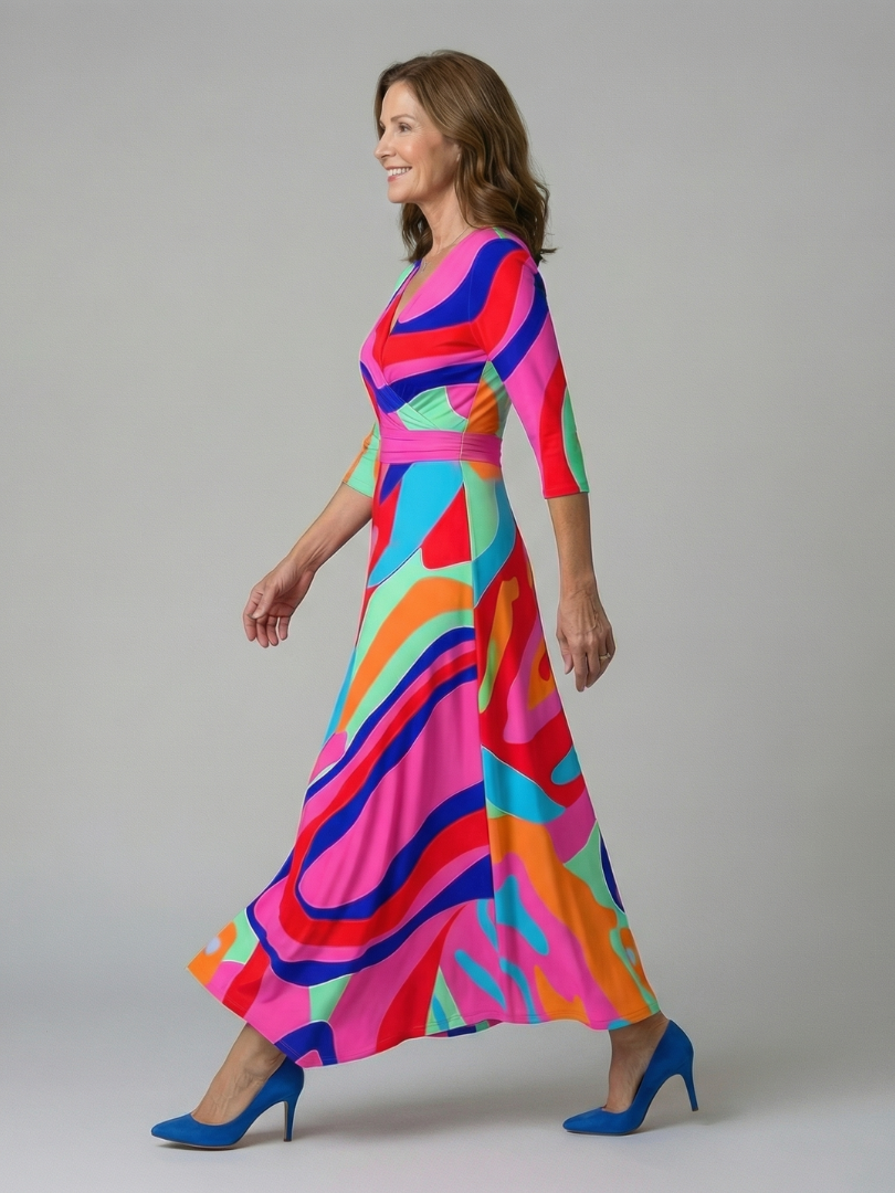 Robe Midi Croisée à Col Celine