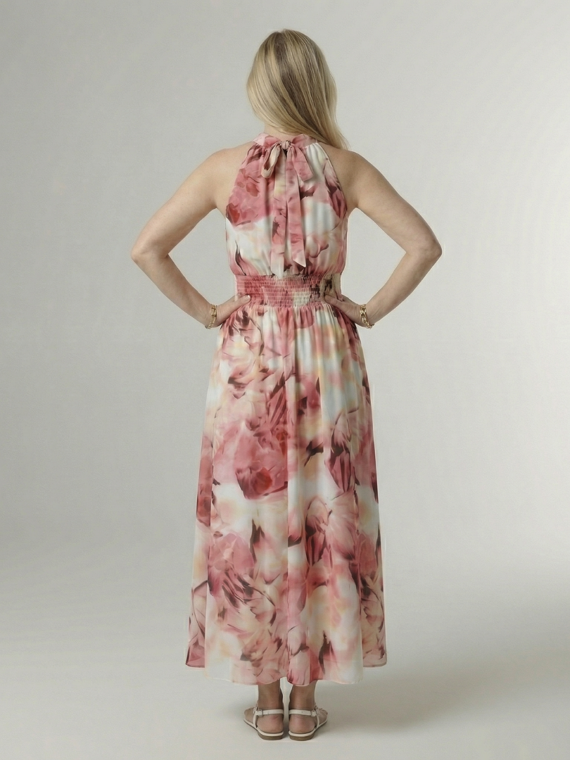 Robe Midi à Encolure Halter Froncée Sylin
