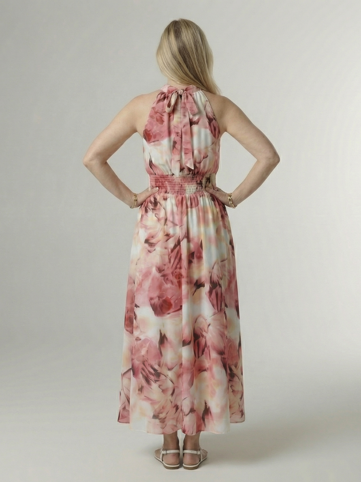 Robe Midi à Encolure Halter Froncée Sylin