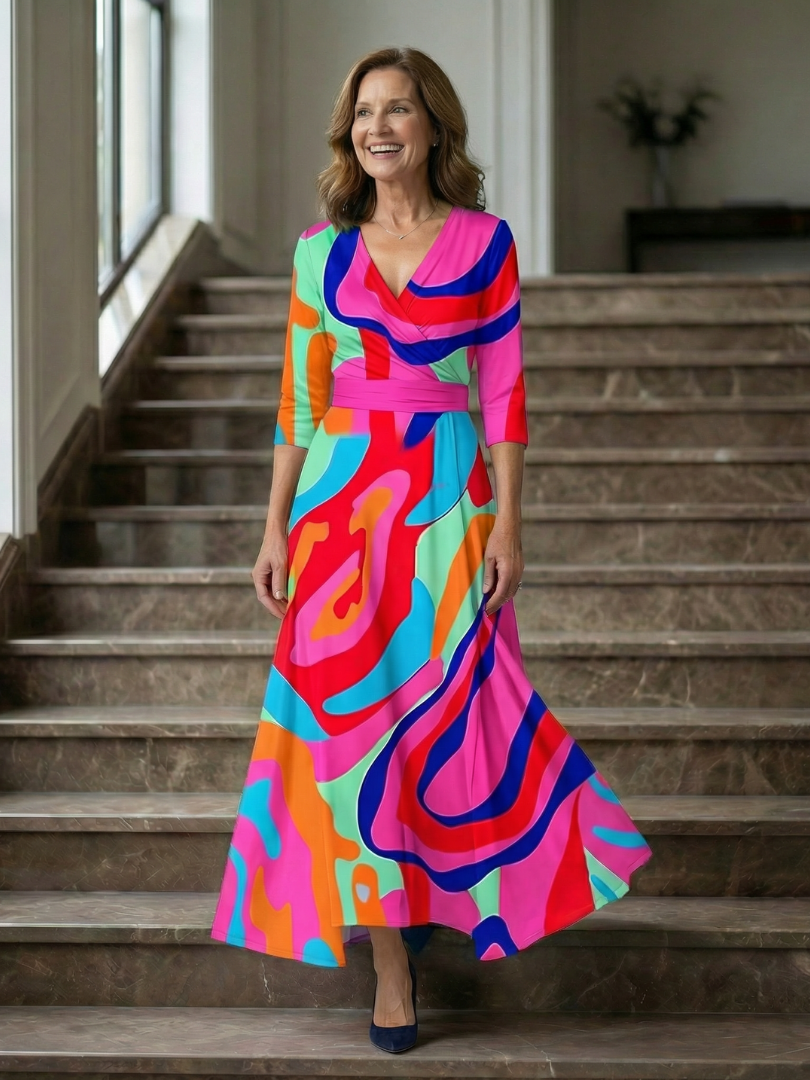 Robe Midi Croisée à Col Celine