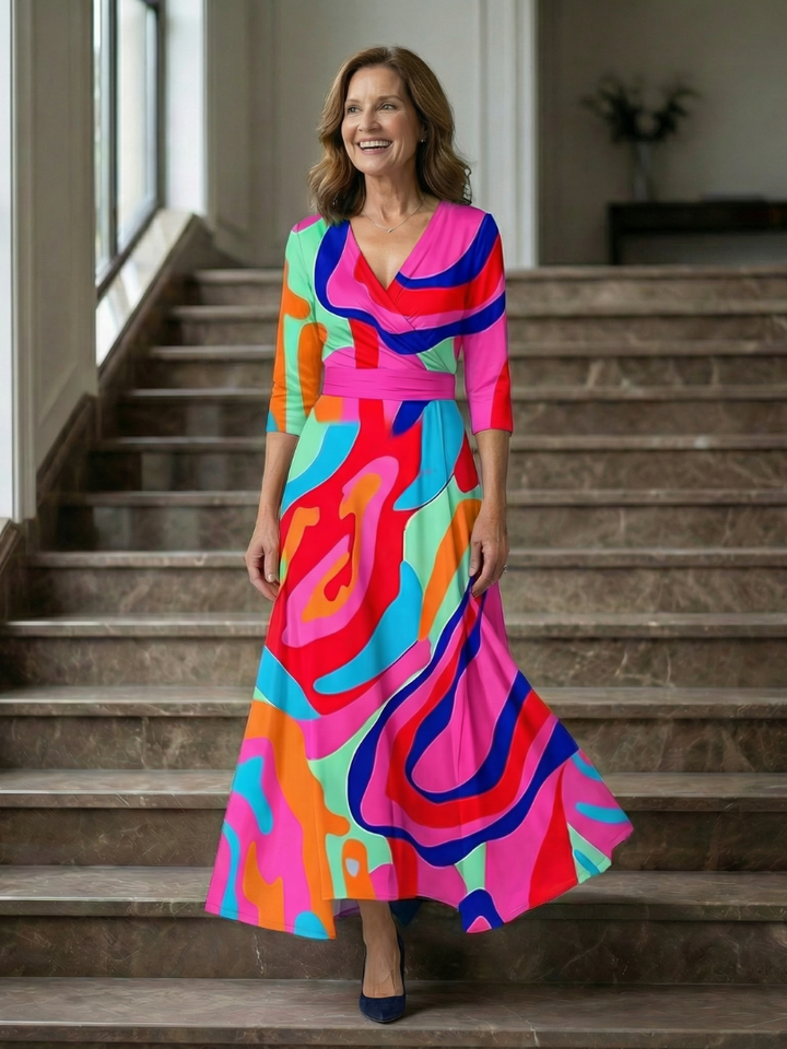 Robe Midi Croisée à Col Celine