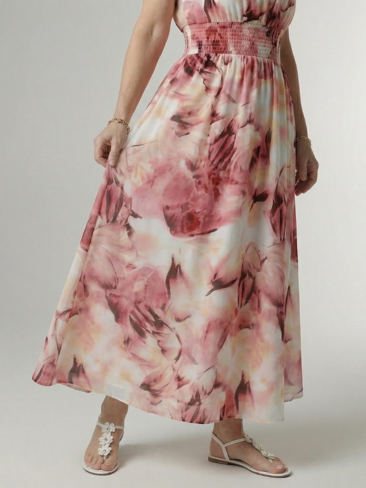 Robe Midi à Encolure Halter Froncée Sylin
