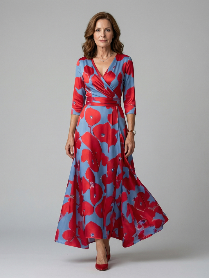 Robe Midi Croisée à Col Celine