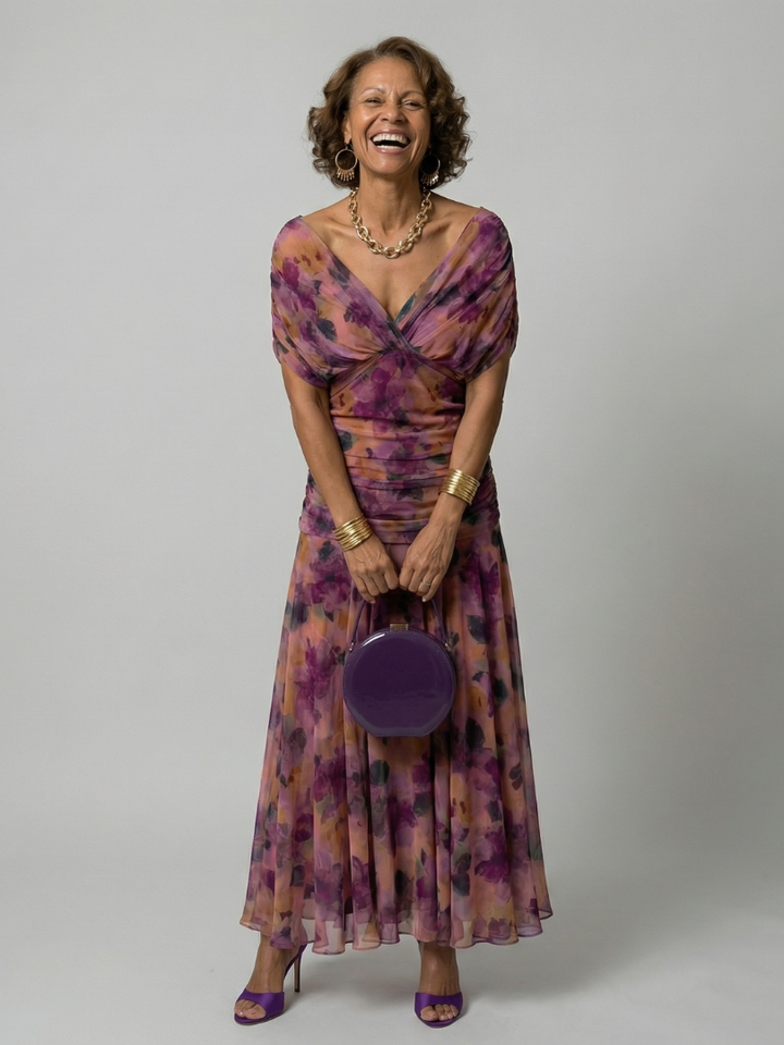 Robe Midi Décontractée à Épaules Dénudées Calen