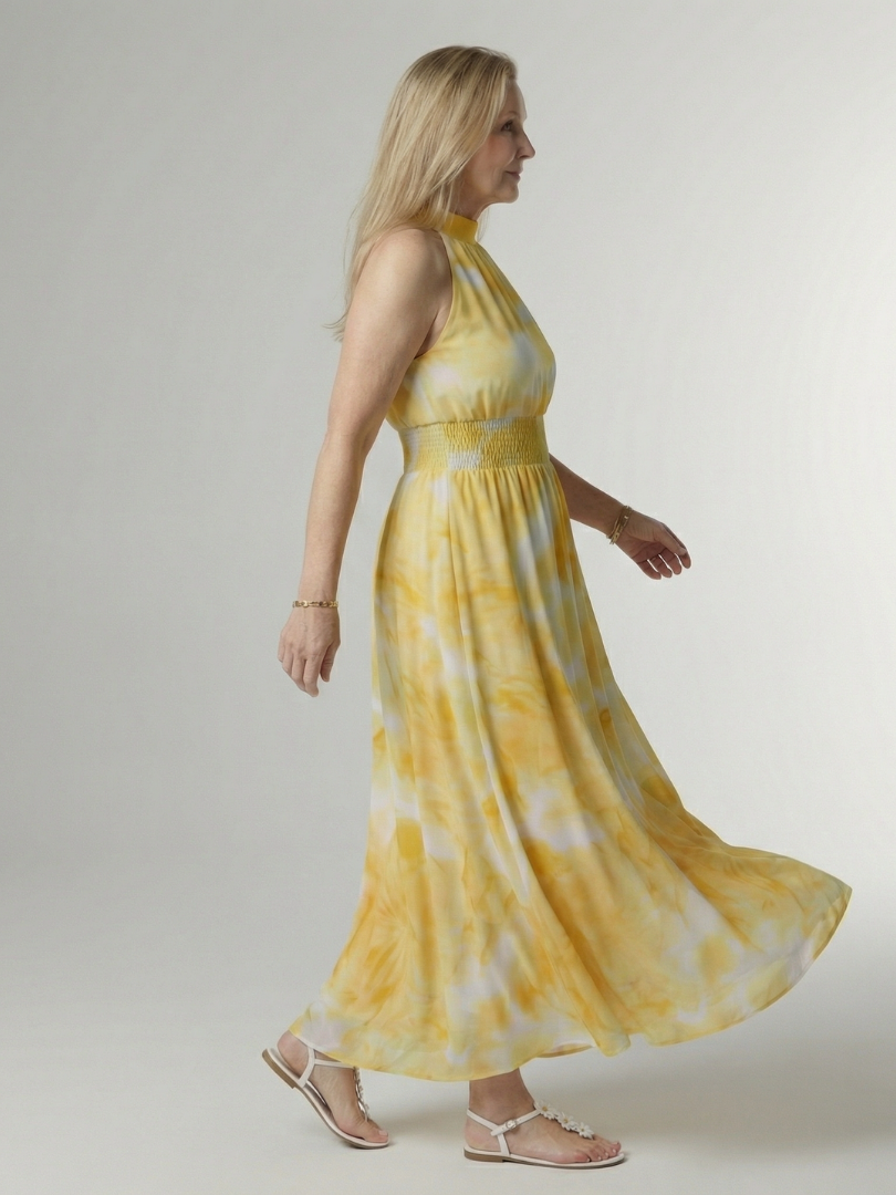 Robe Midi à Encolure Halter Froncée Sylin