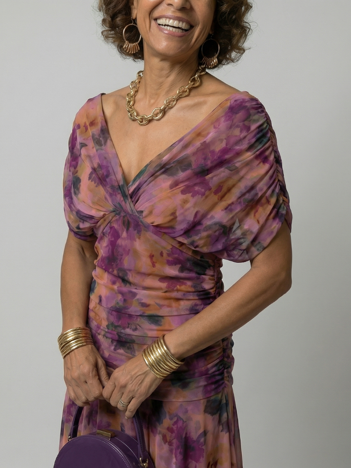 Robe Midi Décontractée à Épaules Dénudées Calen