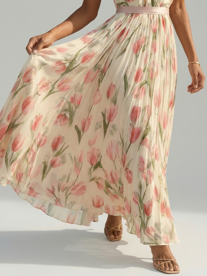 Robe Midi à Col Halter à Fleurs Aurelle