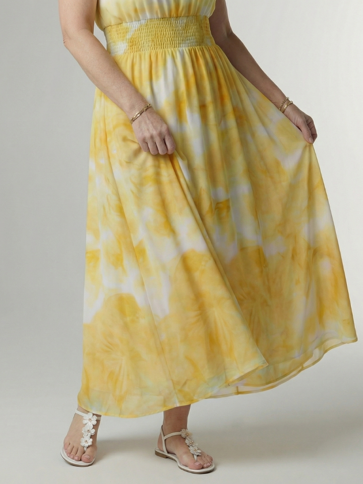 Robe Midi à Encolure Halter Froncée Sylin