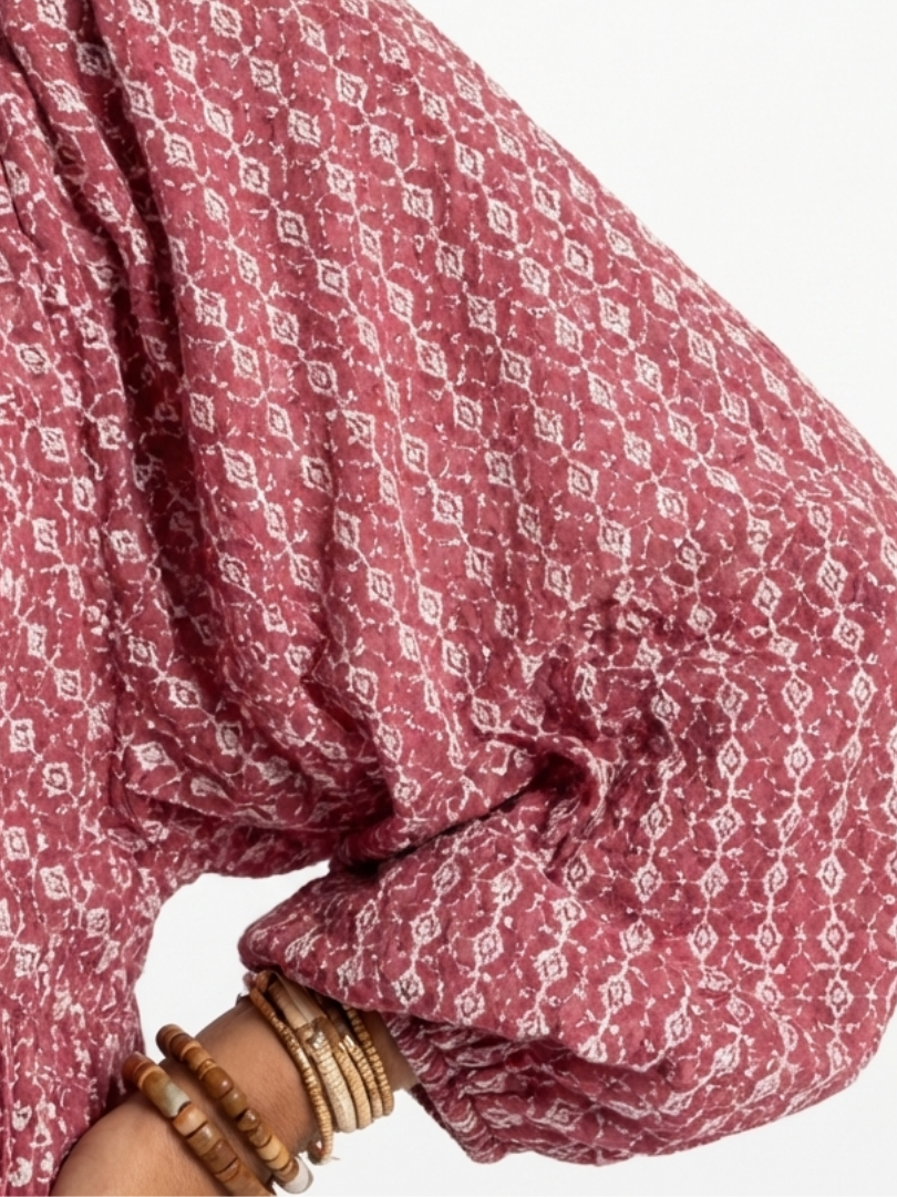 Arlette | Robe midi à manches longues et imprimé géométrique