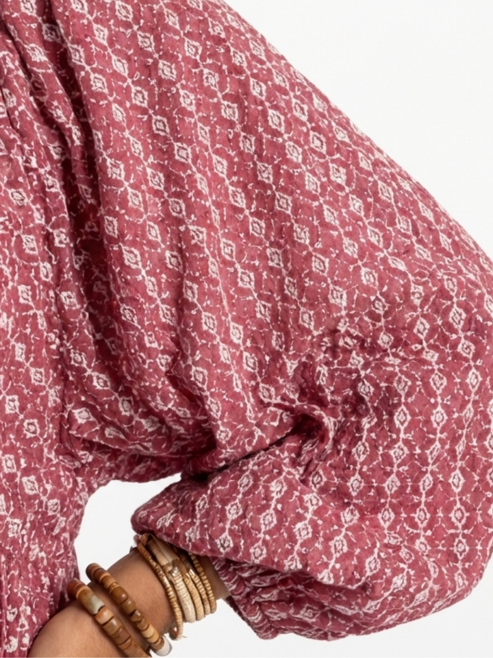 Arlette | Robe midi à manches longues et imprimé géométrique