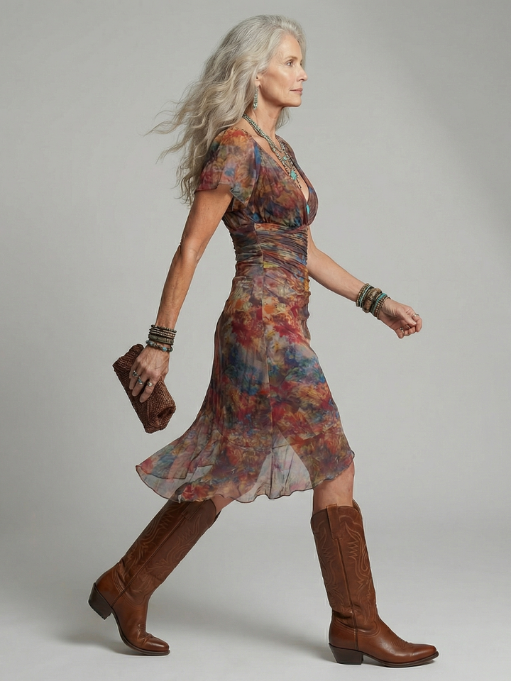 Robe Midi Halter Silencieuse Aeris