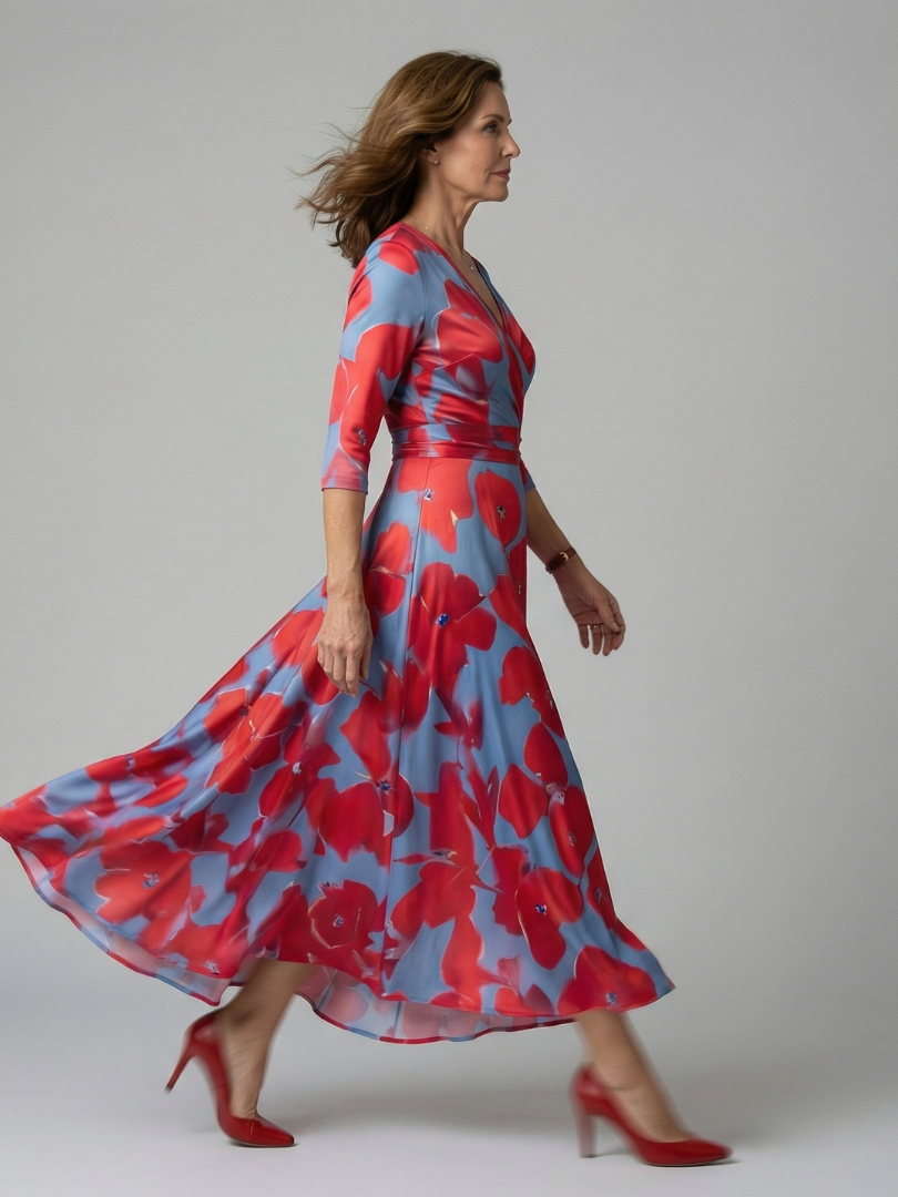 Robe Midi Croisée à Col Celine