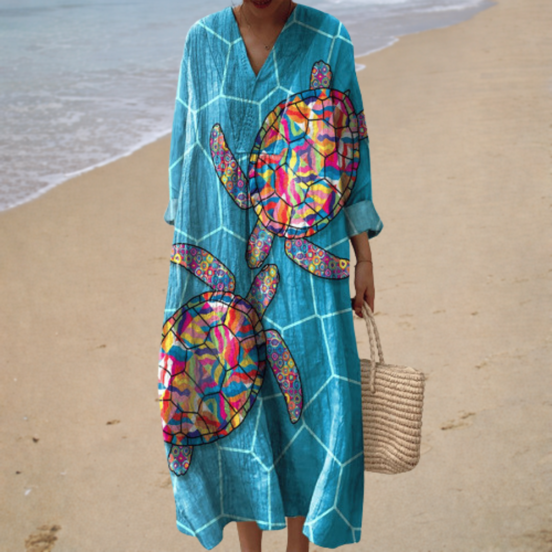 Marina | Robe Longue Motif Tortue