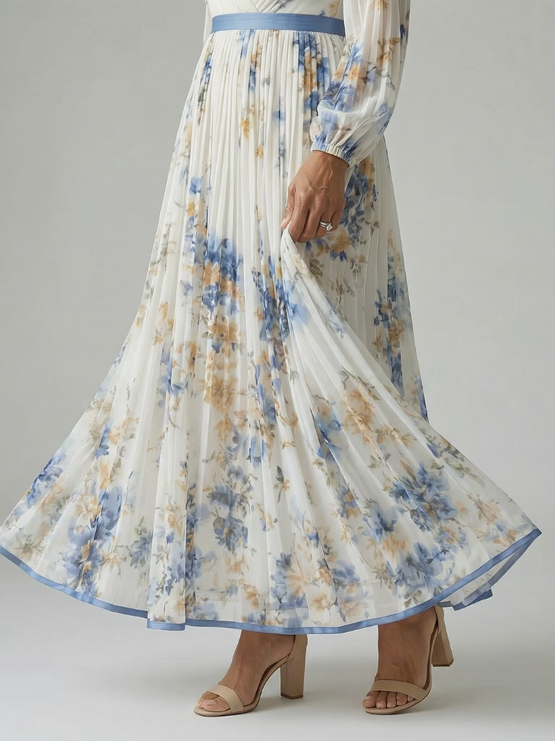 Robe Midi Plissée à Enveloppe Rielle