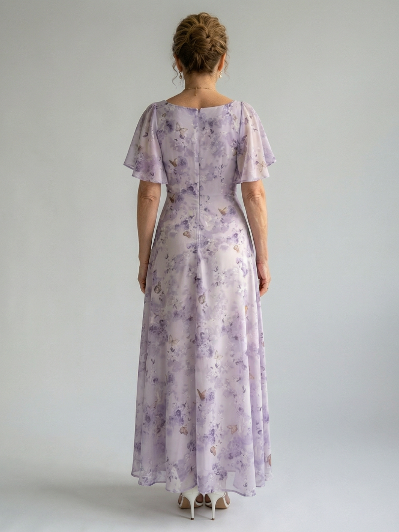 Robe Midi à Manches Volantes Vaelis