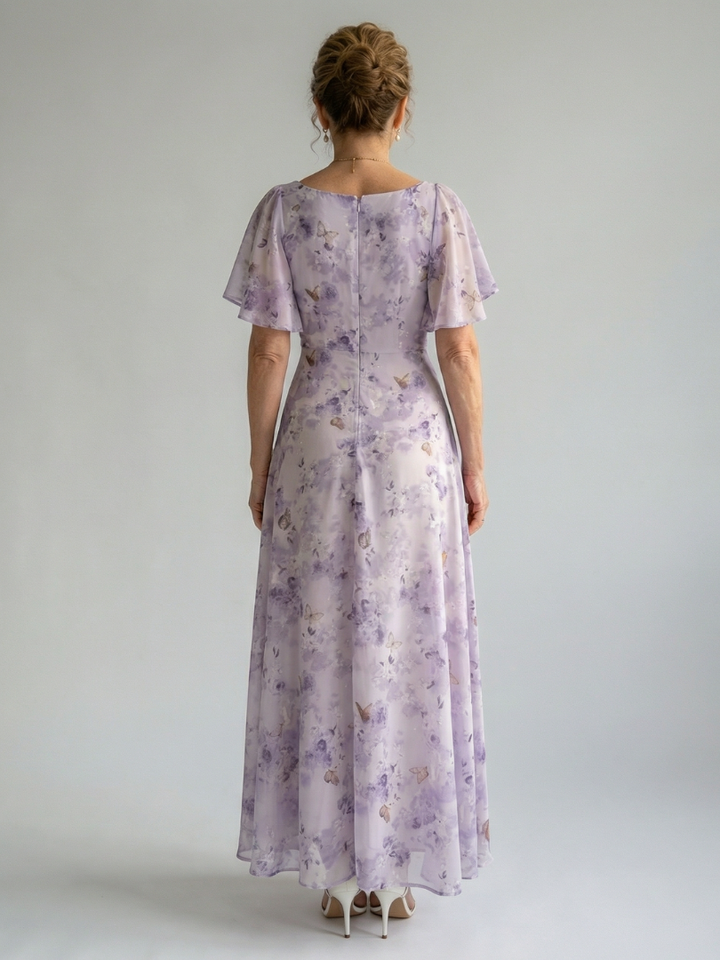 Robe Midi à Manches Volantes Vaelis