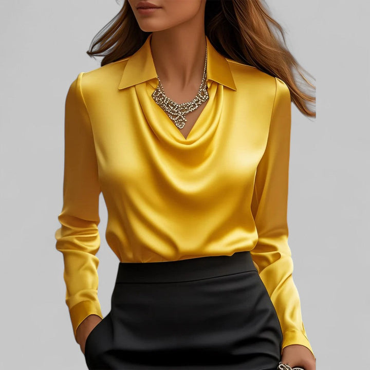 Rose | Blouses Satin Drapées à Manches Longues pour Femmes