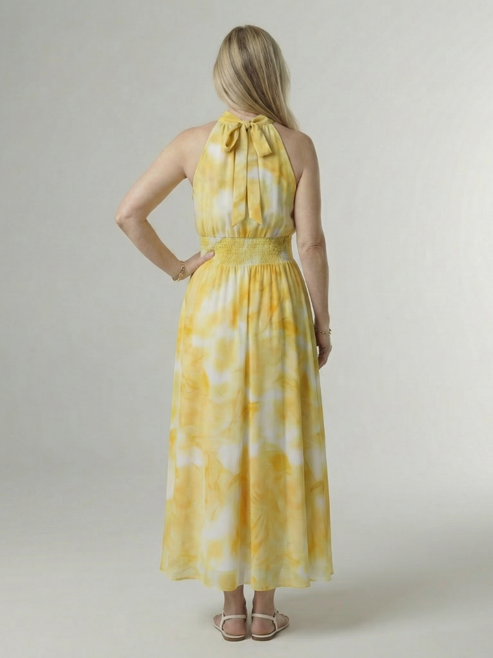 Robe Midi à Encolure Halter Froncée Sylin