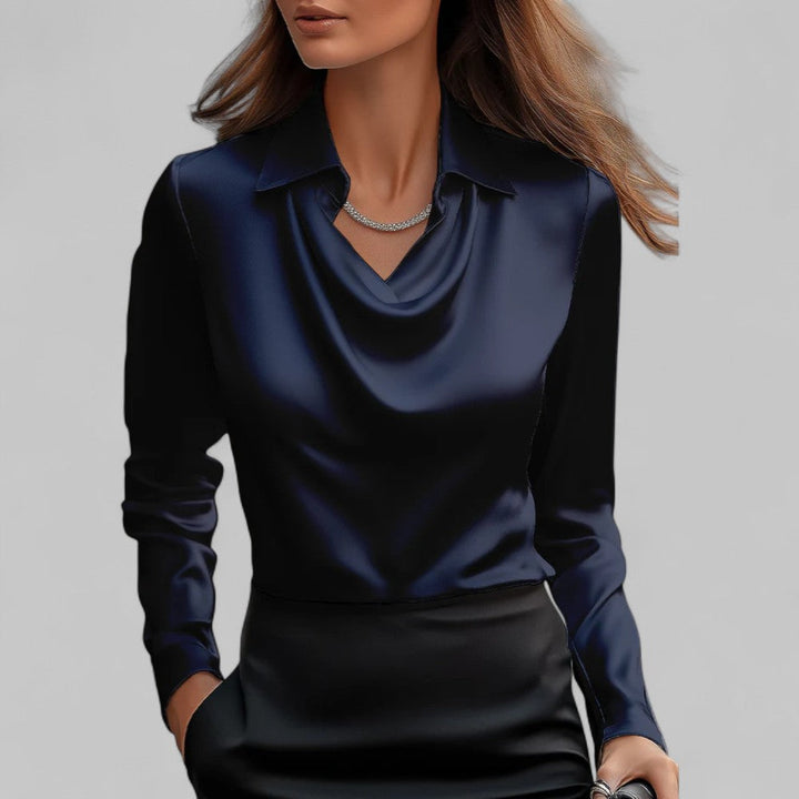 Rose | Blouses Satin Drapées à Manches Longues pour Femmes