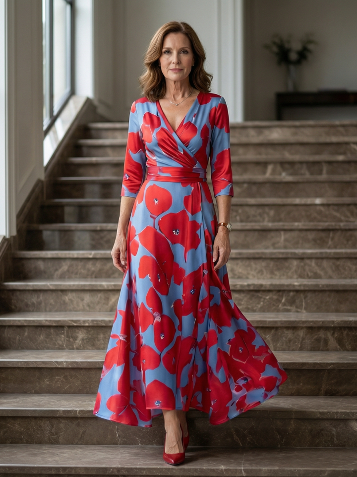 Robe Midi Croisée à Col Celine