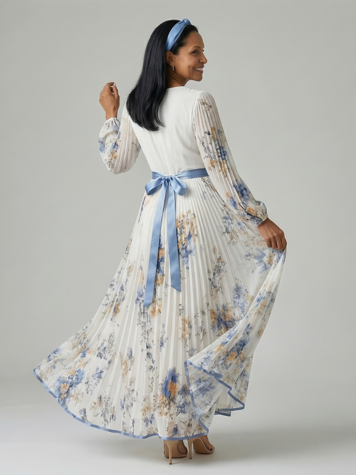 Robe Midi Plissée à Enveloppe Rielle