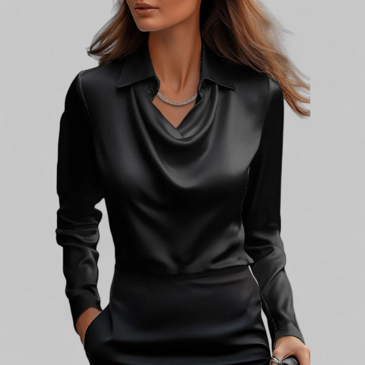 Rose | Blouses Satin Drapées à Manches Longues pour Femmes