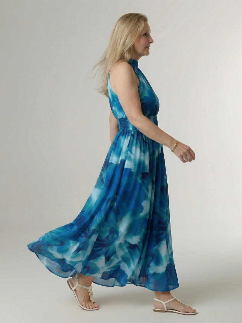 Robe Midi à Encolure Halter Froncée Sylin