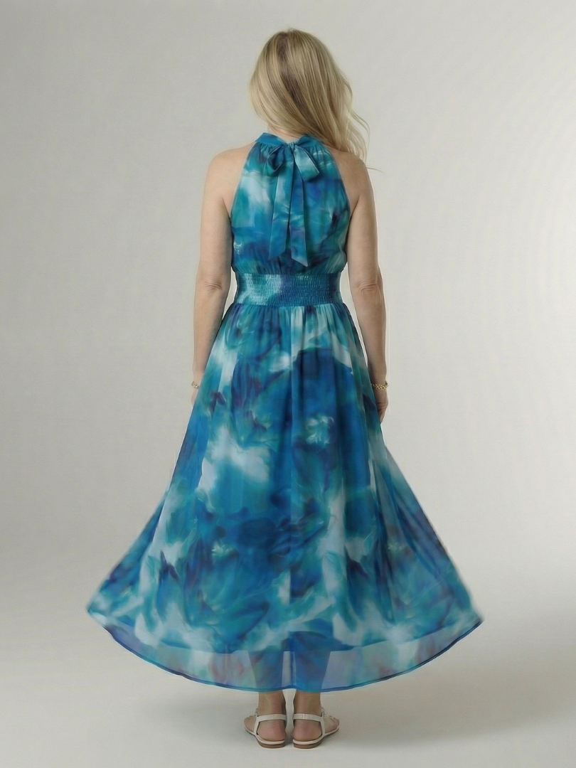 Robe Midi à Encolure Halter Froncée Sylin
