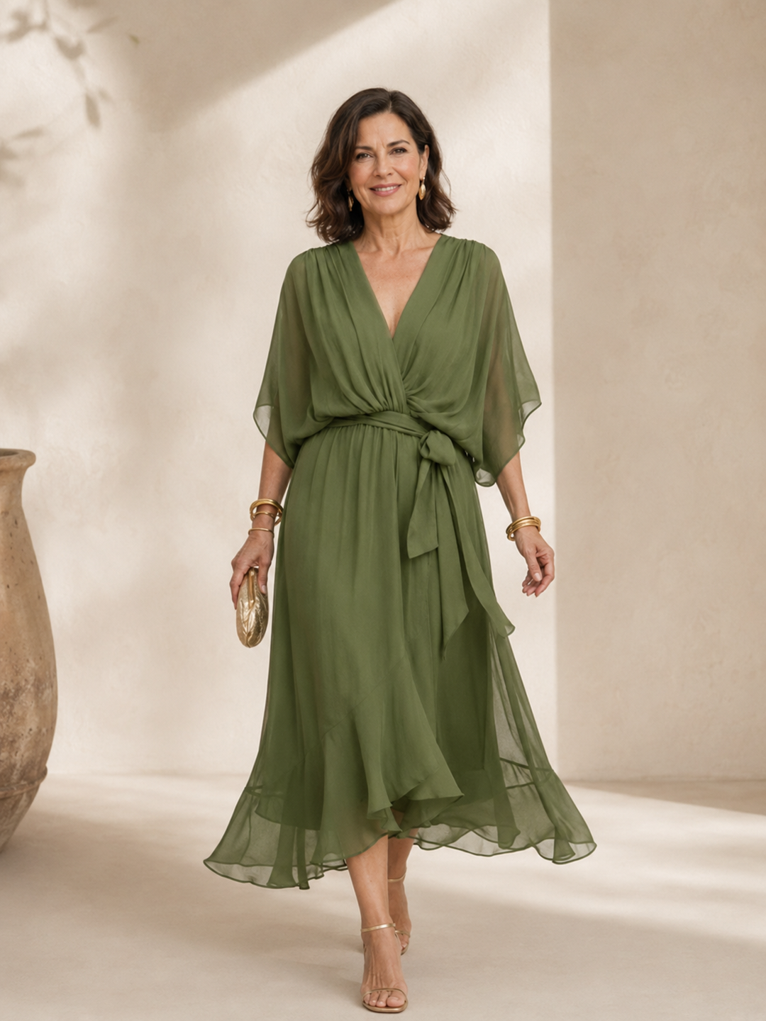 Laura™ | Robe en chiffon à décolleté en V