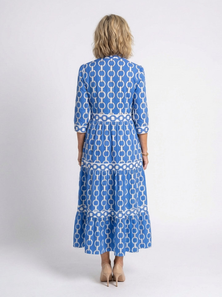 Yseult | Robe midi à manches trois-quarts et imprimé chaînes