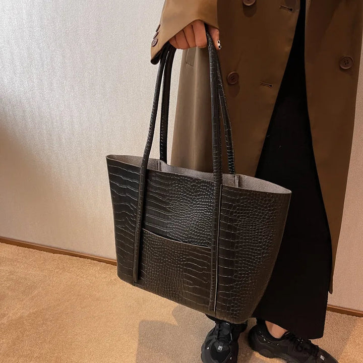Victoire | Sac Cabas Effet Croco Élégance Structurée