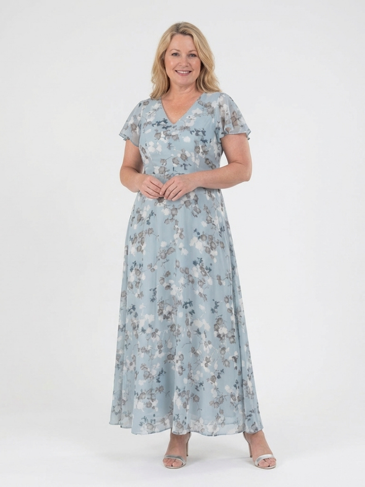 Robe Maxi en Chiffon Floral Ismeria
