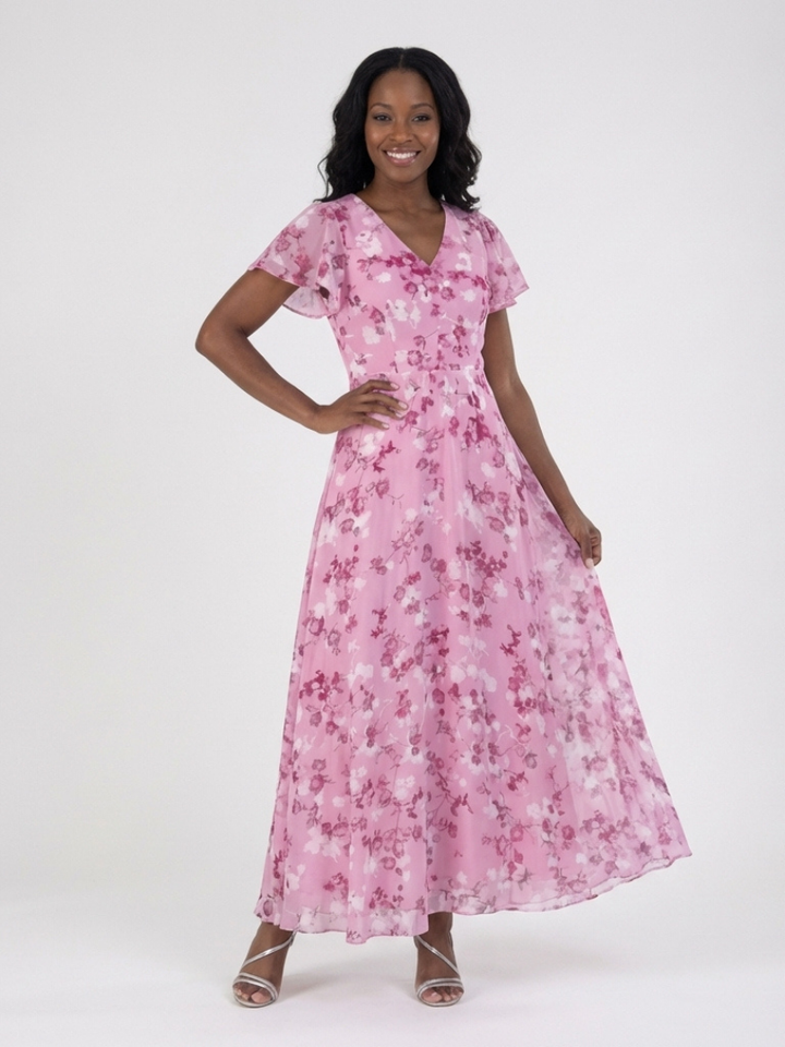 Robe Maxi en Chiffon Floral Ismeria