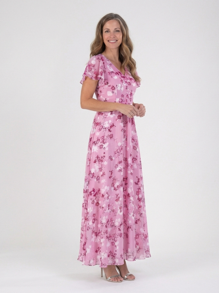 Robe Maxi en Chiffon Floral Ismeria