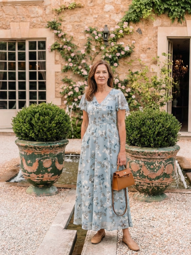 Robe Maxi en Chiffon Floral Ismeria