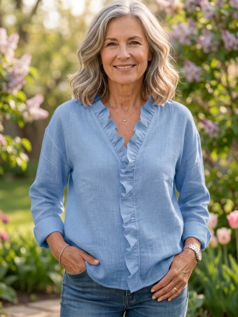 Karen | Blouse Quotidienne Douce à Volants