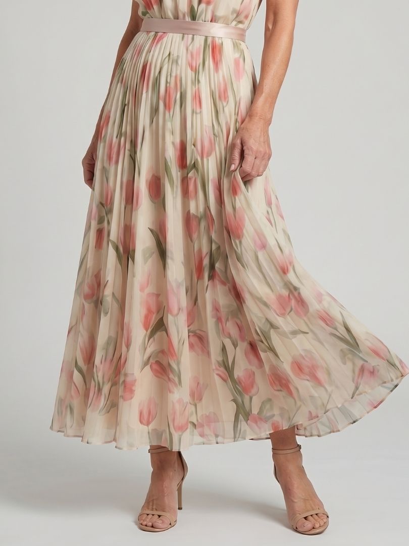 Aurélie | Robe midi fleurie à col dos nu