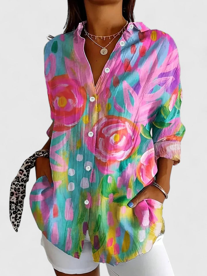 Anica | Blouse artistique colorée à boutons