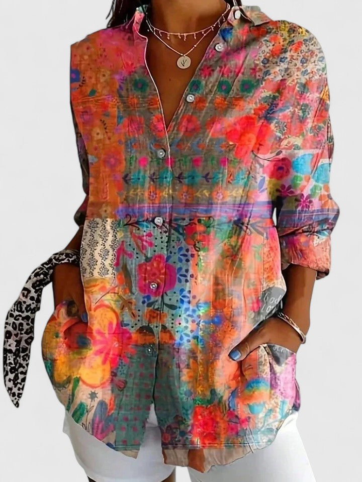 Anica | Blouse artistique colorée à boutons