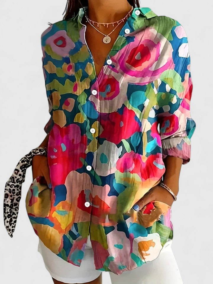 Anica | Blouse artistique colorée à boutons
