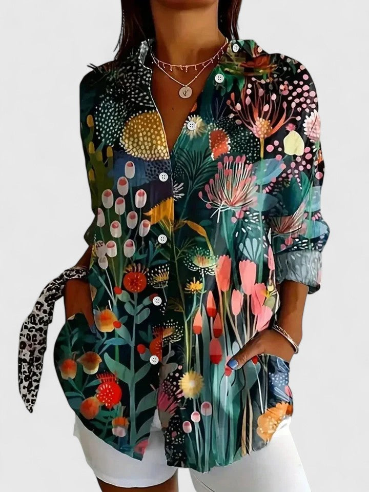 Anica | Blouse artistique colorée à boutons