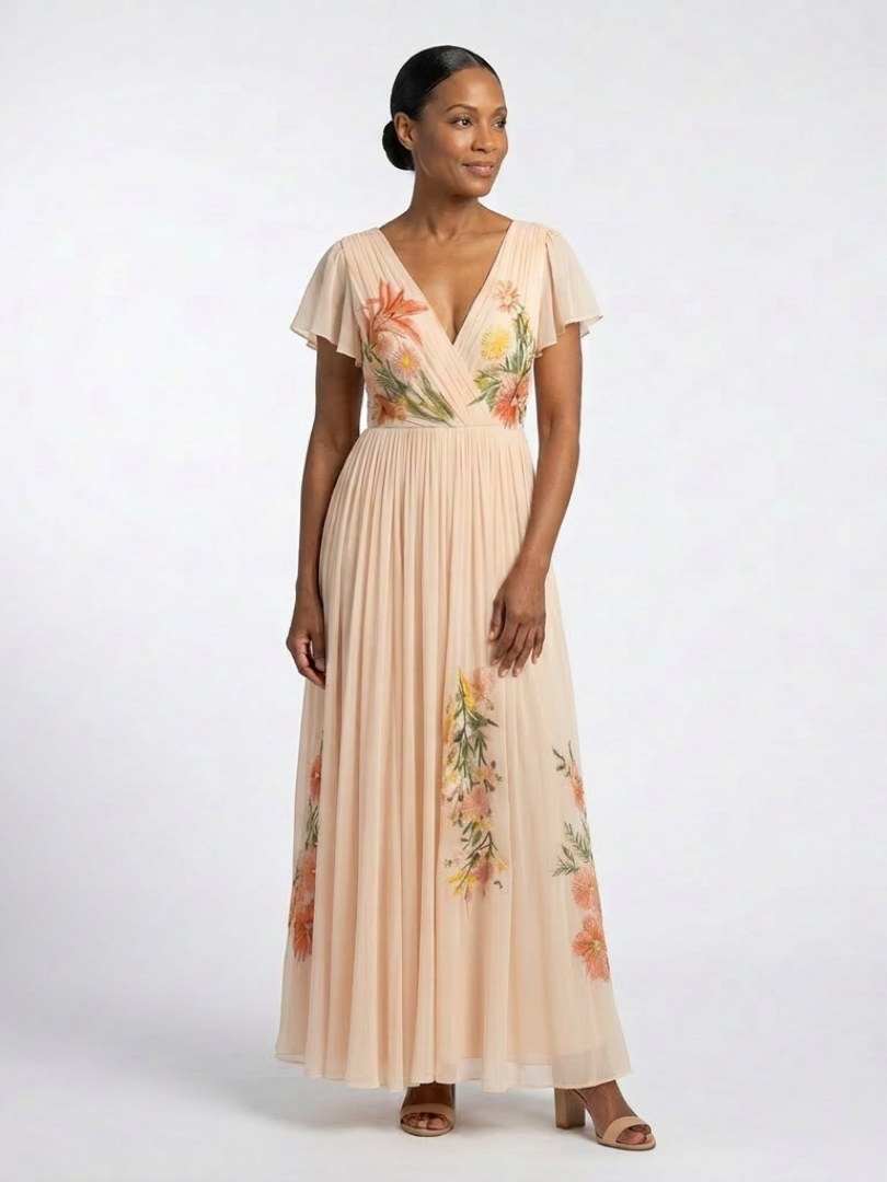 Robe Maxi Florale Plissée Calista
