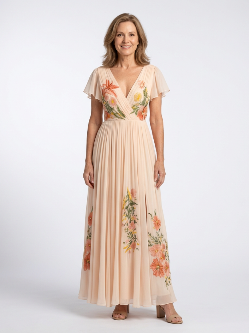 Robe Maxi Florale Plissée Calista
